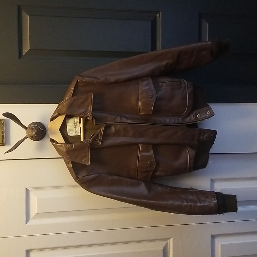 Vintage Gino Leathers brown leather jacket